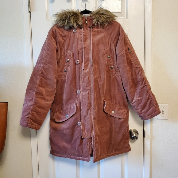 American Eagle Outfitters Jackets & Blazers - American Eagle Corduroy Blush Parka Jacket
